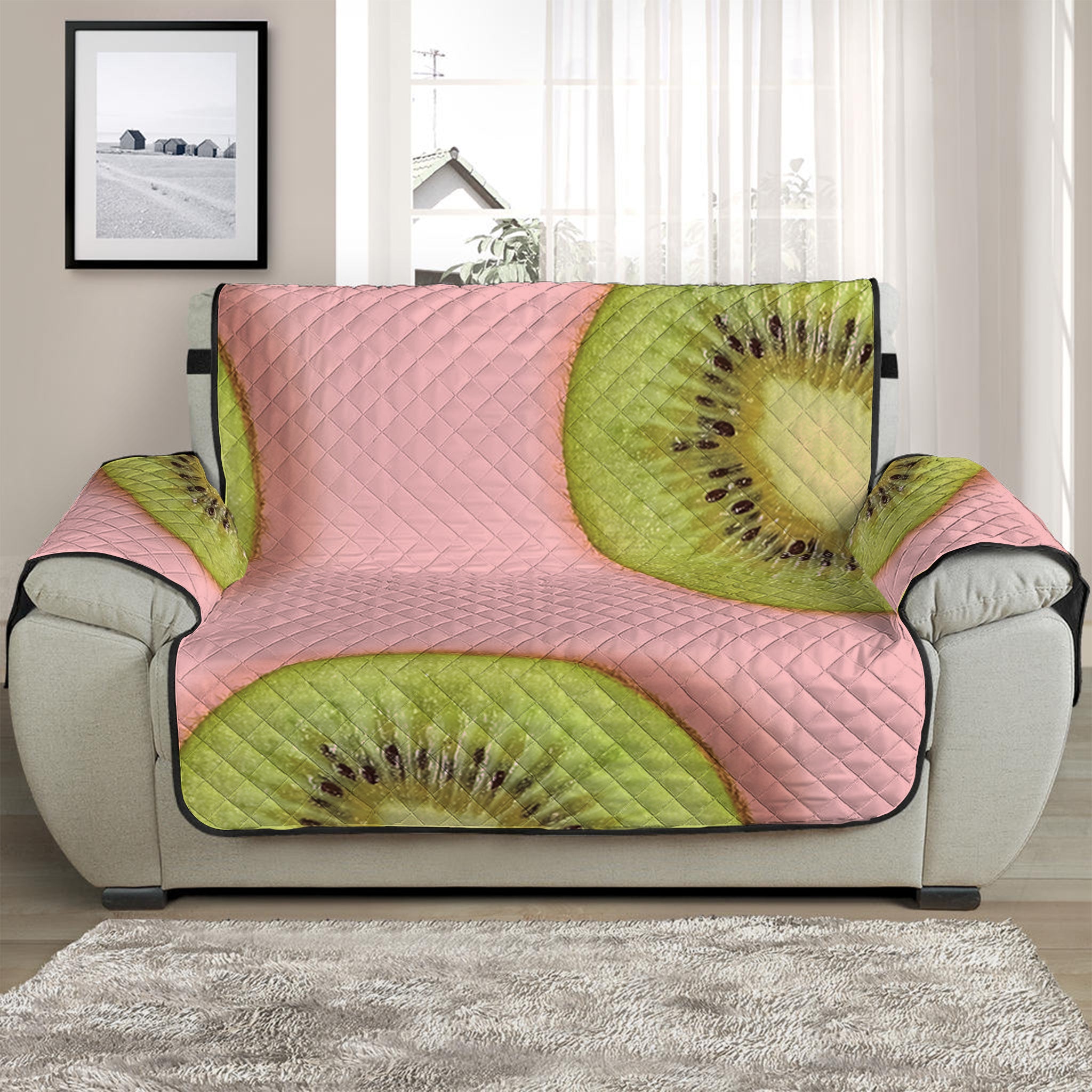 Kiwi Slices Pattern Print Half Sofa Protector