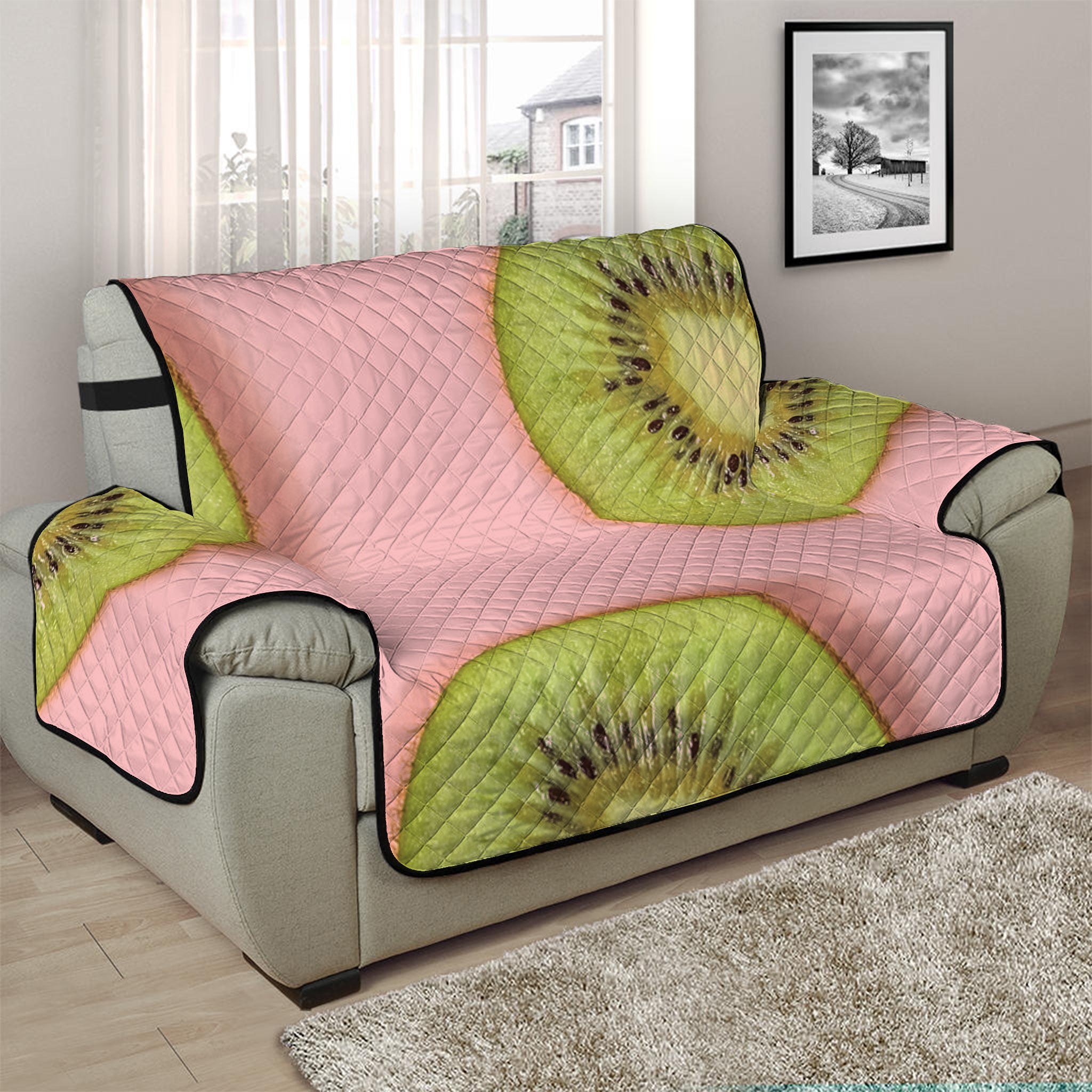 Kiwi Slices Pattern Print Half Sofa Protector