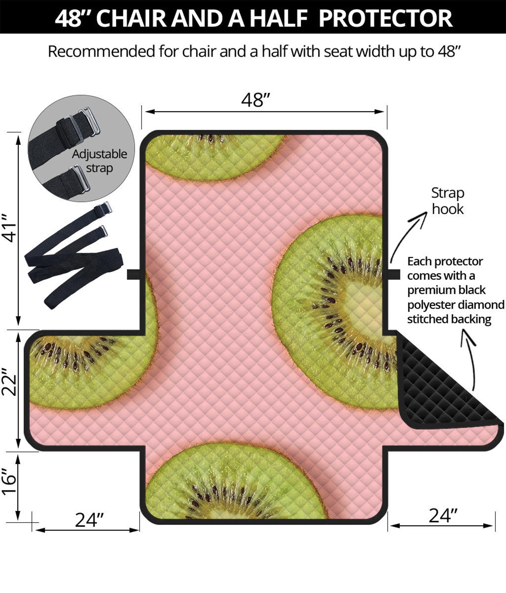 Kiwi Slices Pattern Print Half Sofa Protector