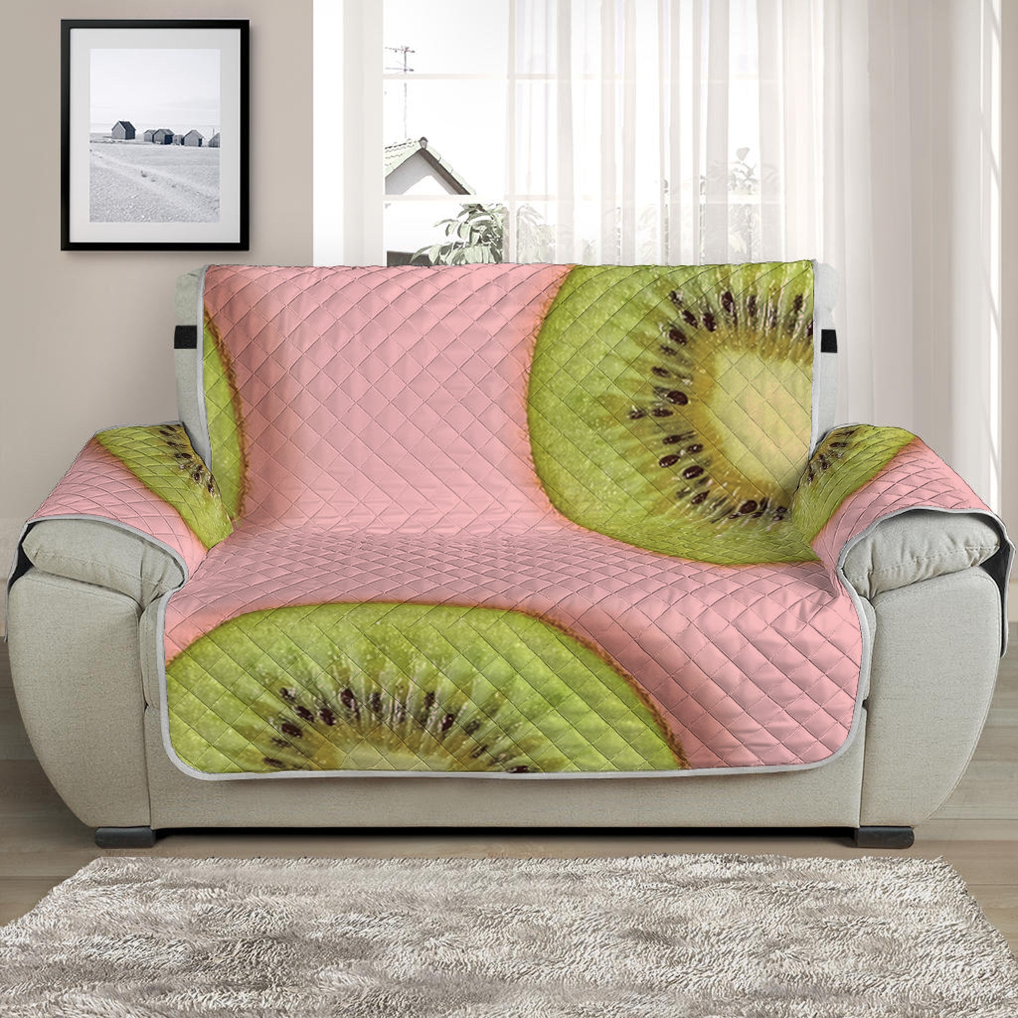 Kiwi Slices Pattern Print Half Sofa Protector