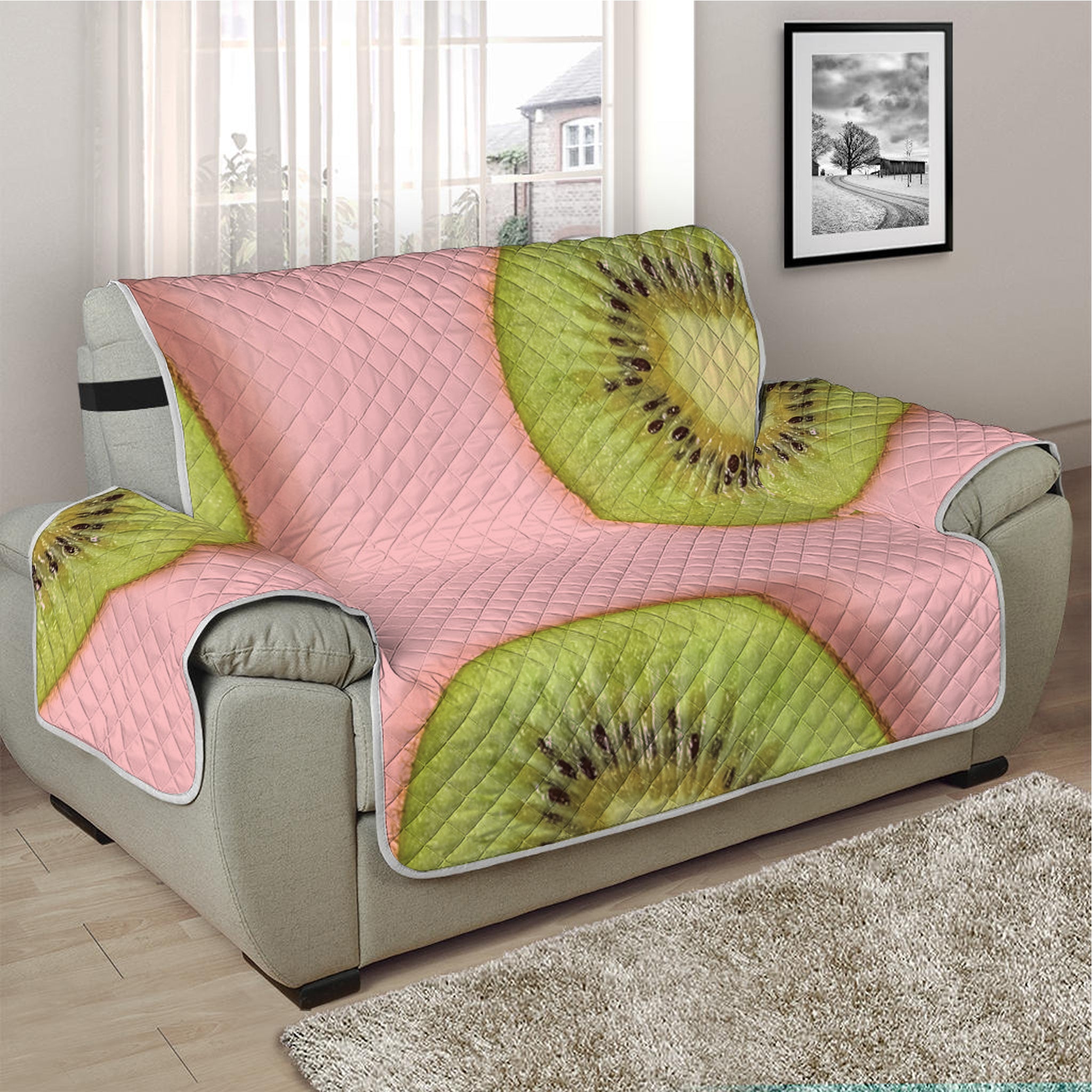 Kiwi Slices Pattern Print Half Sofa Protector