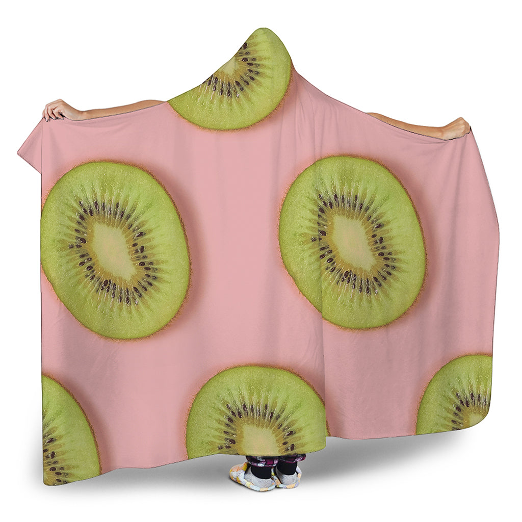 Kiwi Slices Pattern Print Hooded Blanket