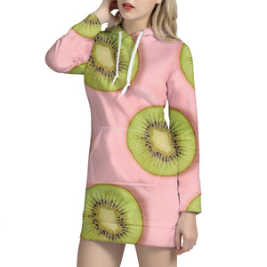 Kiwi Slices Pattern Print Hoodie Dress