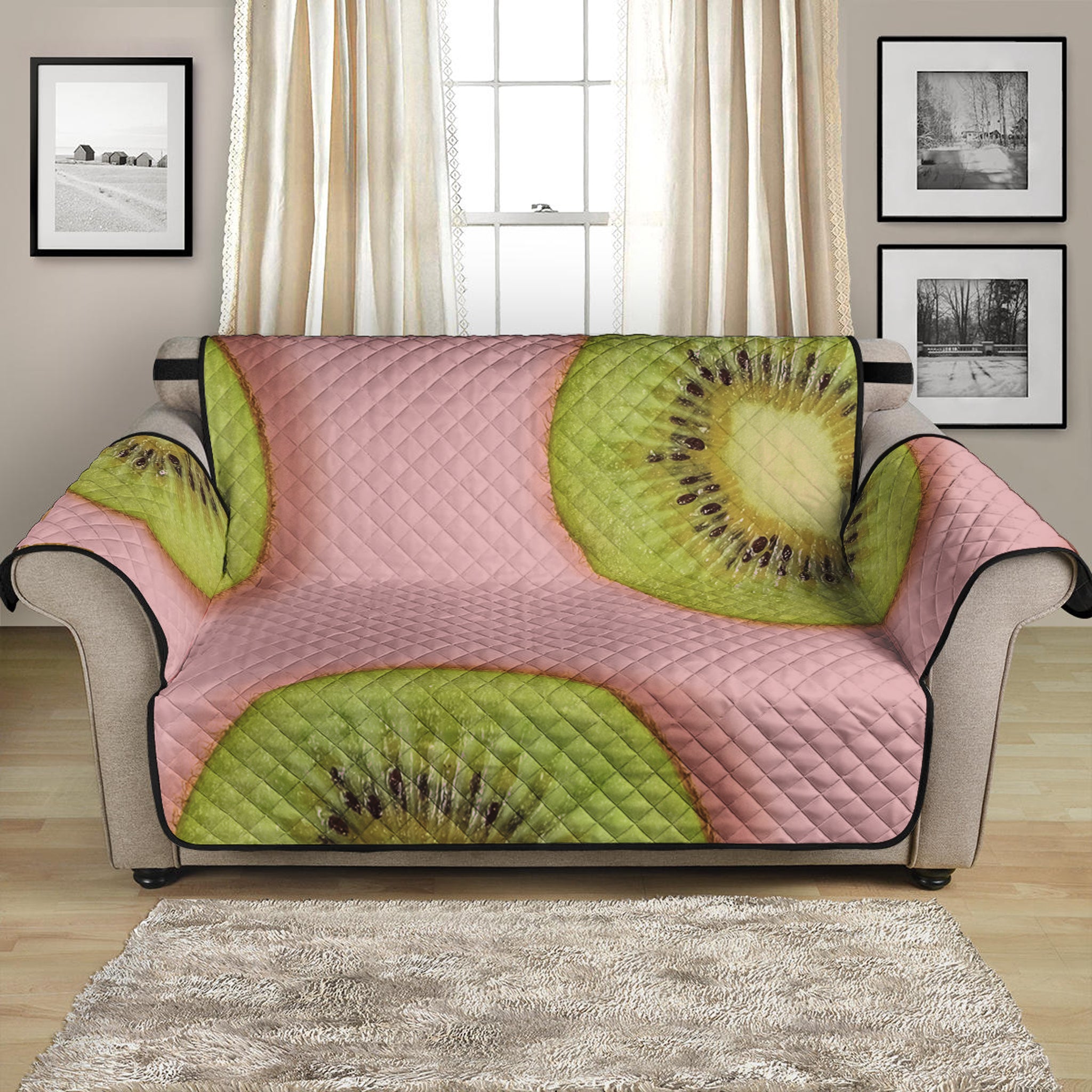 Kiwi Slices Pattern Print Loveseat Protector