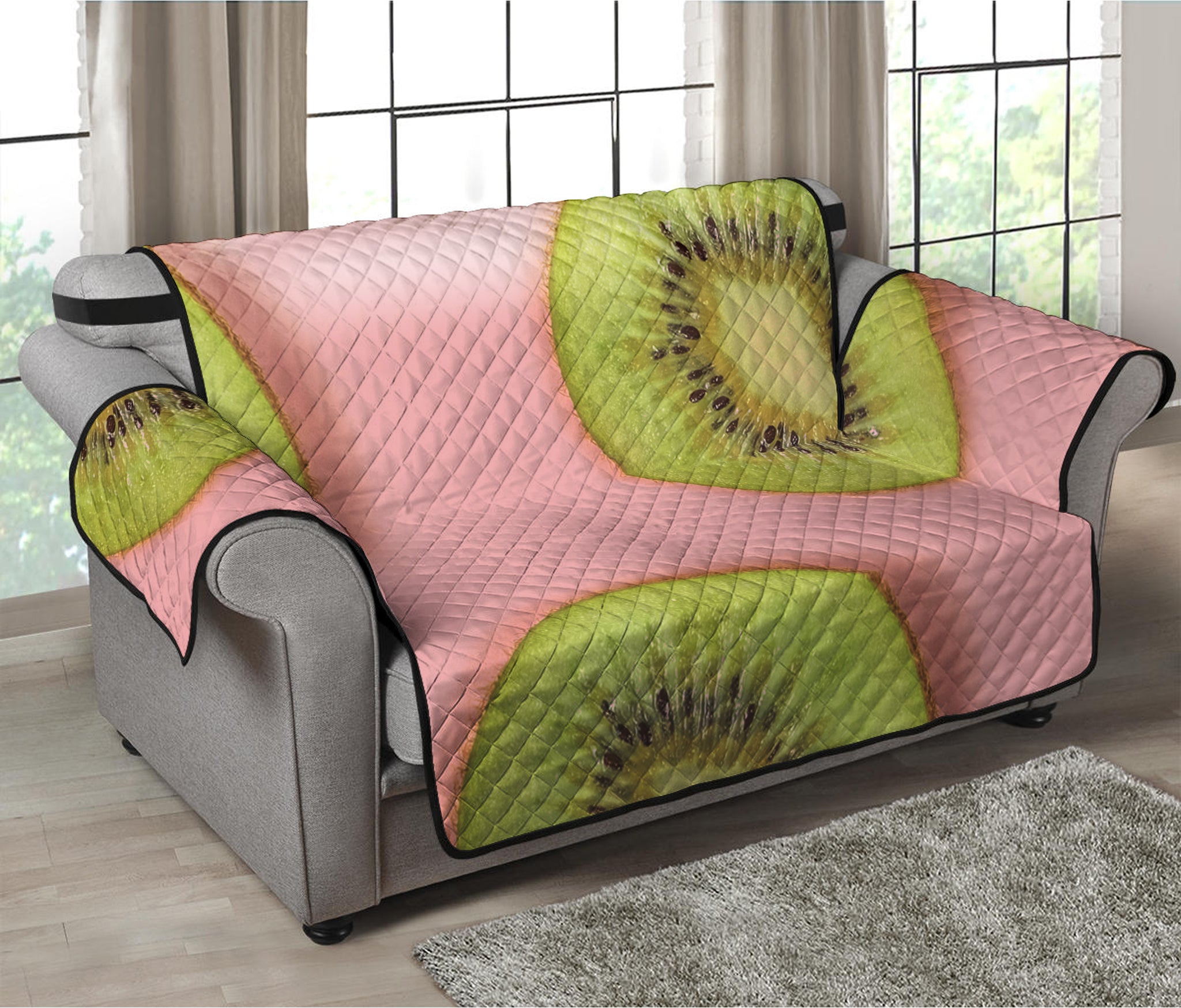 Kiwi Slices Pattern Print Loveseat Protector