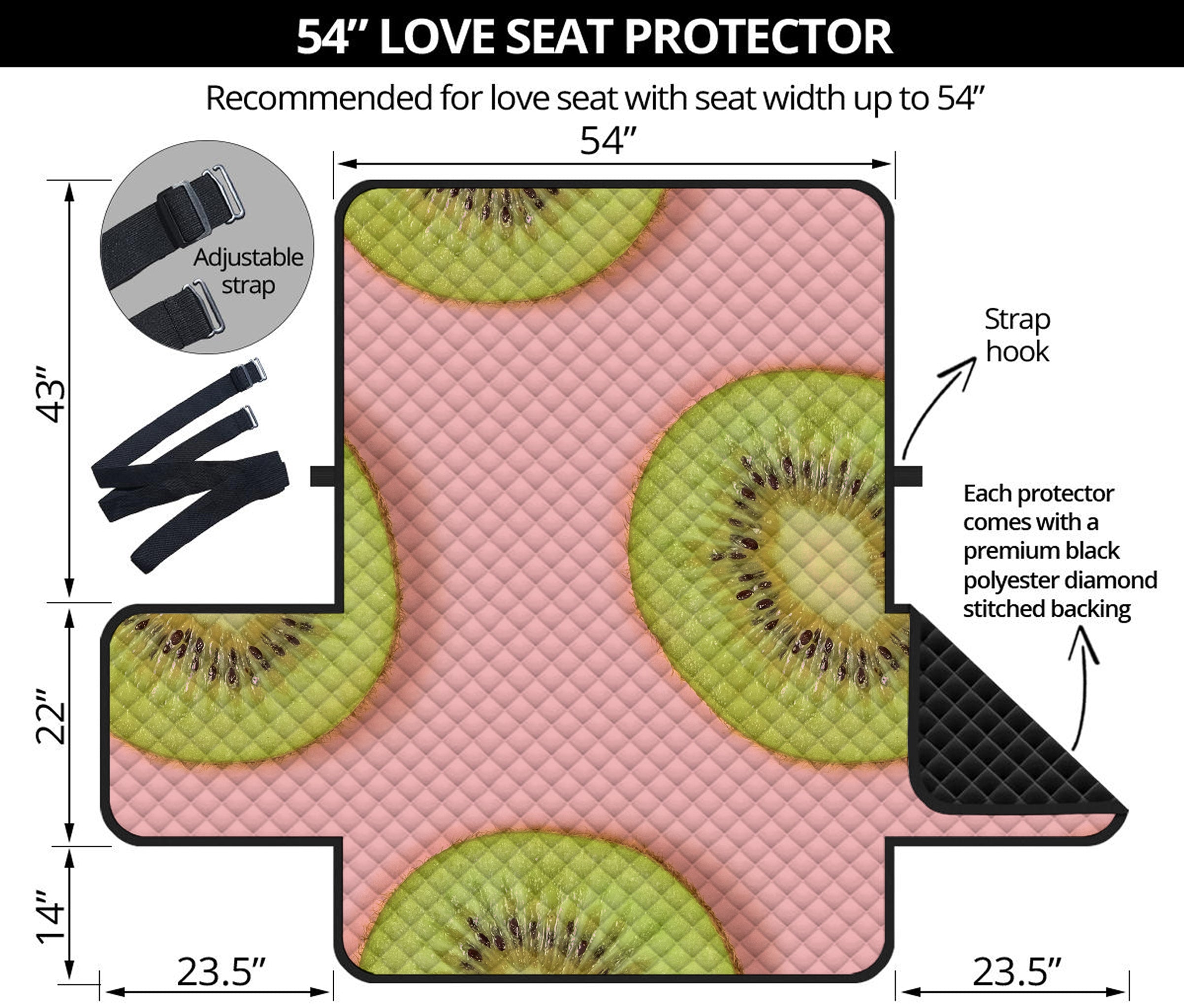 Kiwi Slices Pattern Print Loveseat Protector