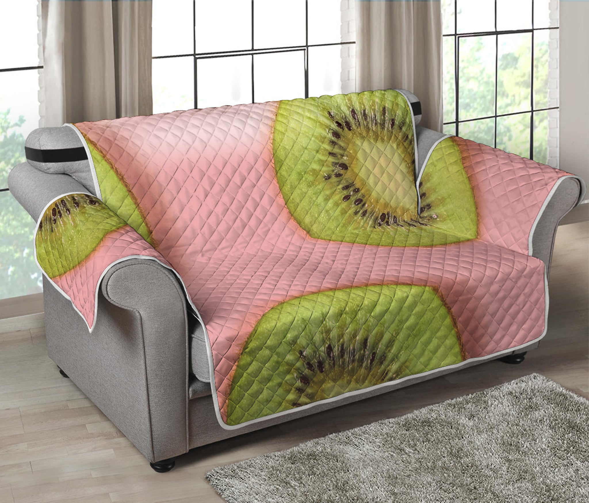 Kiwi Slices Pattern Print Loveseat Protector