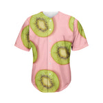 Kiwi Slices Pattern Print Men's Baseball Jersey