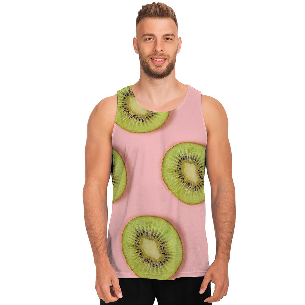 Kiwi Slices Pattern Print Men's Tank Top