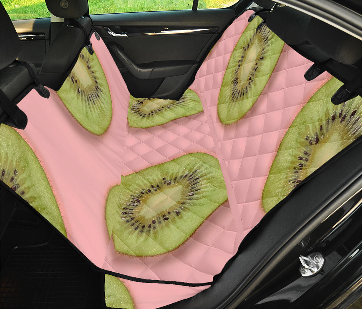 Kiwi Slices Pattern Print Pet Car Back Seat Cover