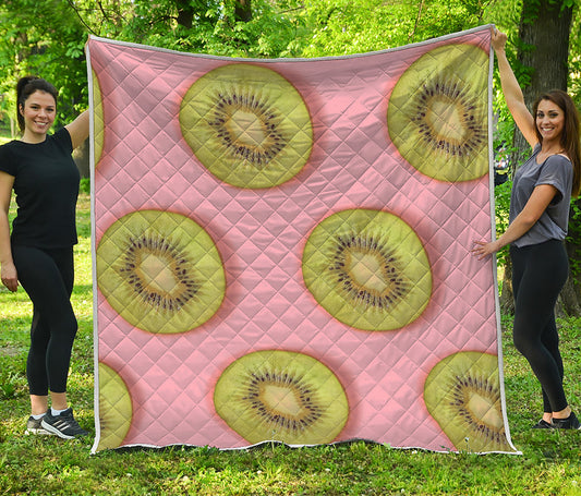 Kiwi Slices Pattern Print Quilt