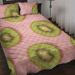 Kiwi Slices Pattern Print Quilt Bed Set