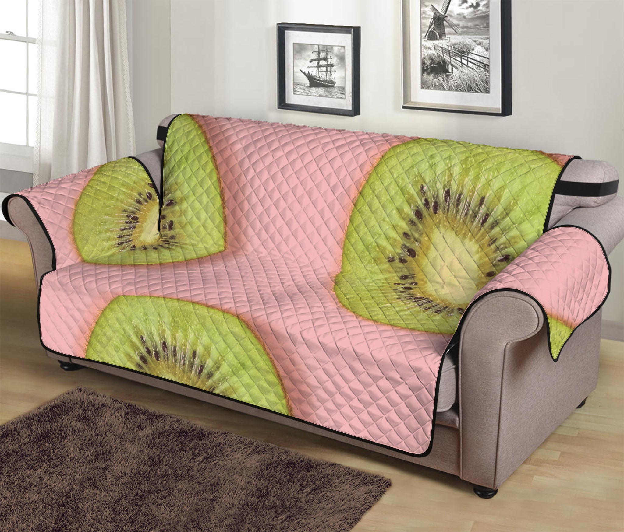 Kiwi Slices Pattern Print Sofa Protector