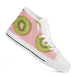 Kiwi Slices Pattern Print White High Top Shoes
