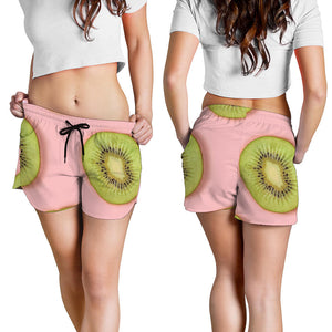 Kiwi Slices Pattern Print Women's Shorts