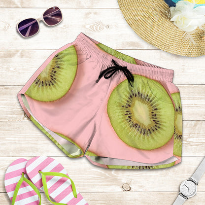 Kiwi Slices Pattern Print Women's Shorts