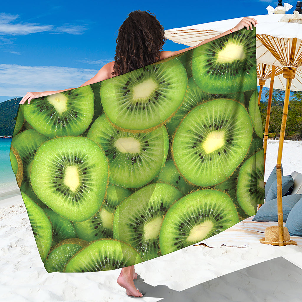 Kiwi Slices Print Beach Sarong Wrap