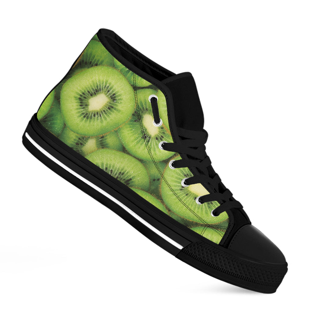 Kiwi Slices Print Black High Top Shoes