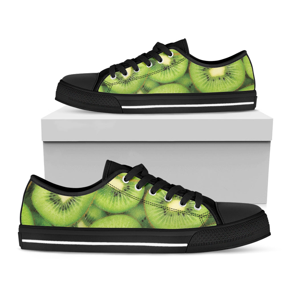 Kiwi Slices Print Black Low Top Shoes
