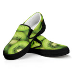 Kiwi Slices Print Black Slip On Shoes