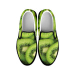Kiwi Slices Print Black Slip On Shoes