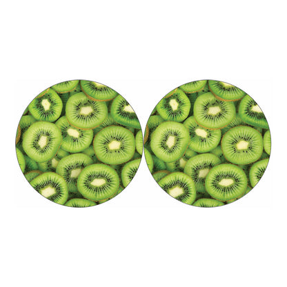 Kiwi Slices Print Car Coasters