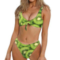 Kiwi Slices Print Front Bow Tie Bikini