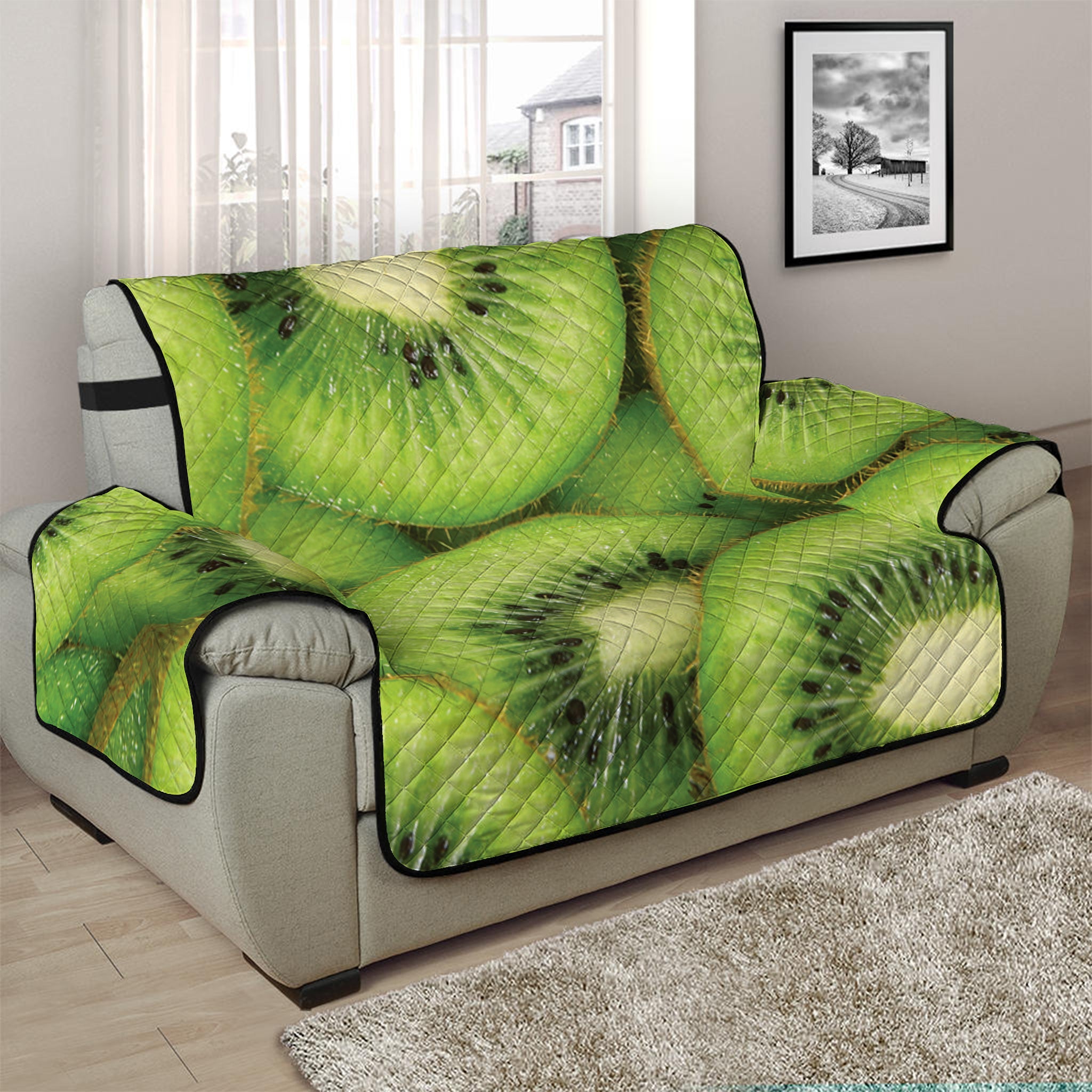 Kiwi Slices Print Half Sofa Protector