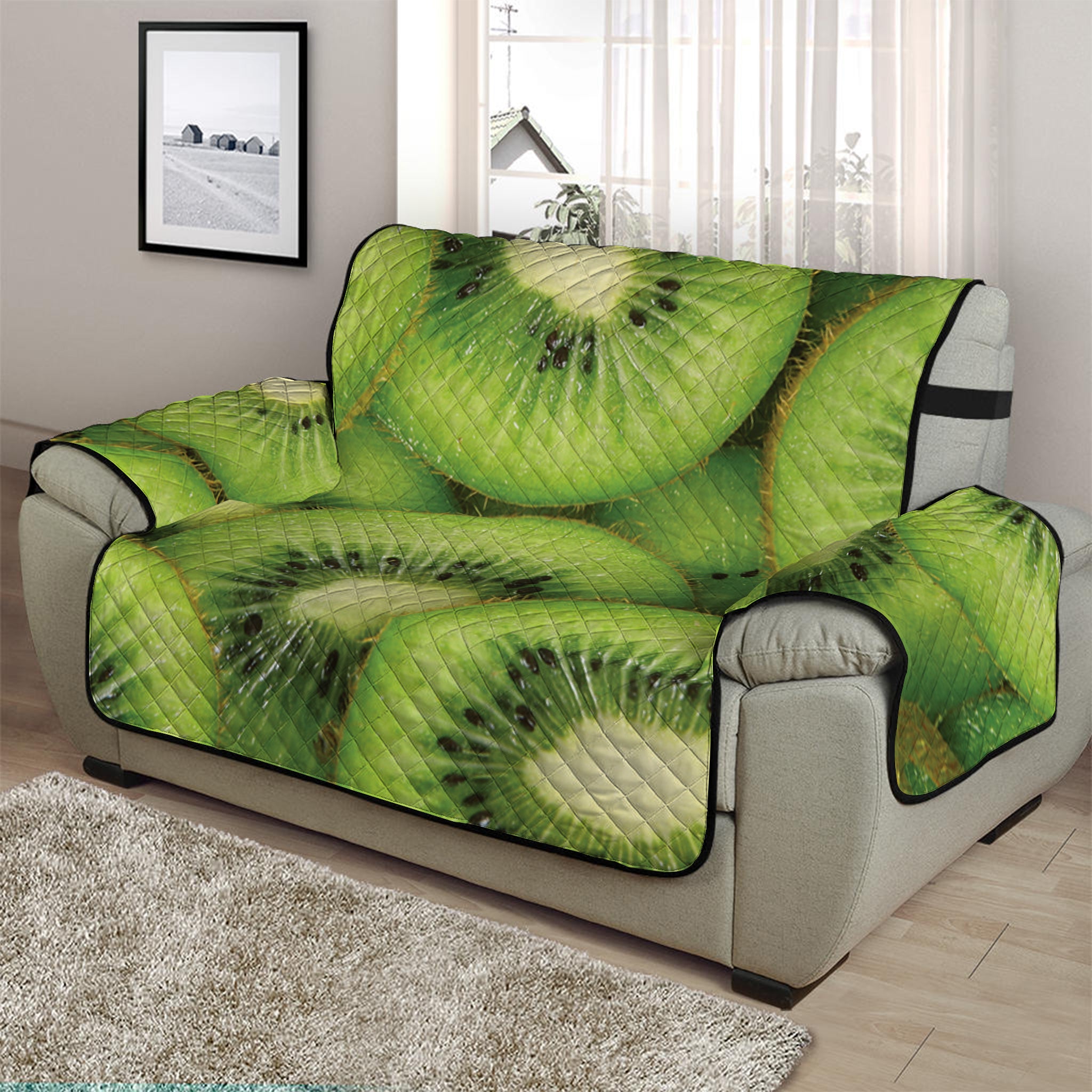 Kiwi Slices Print Half Sofa Protector