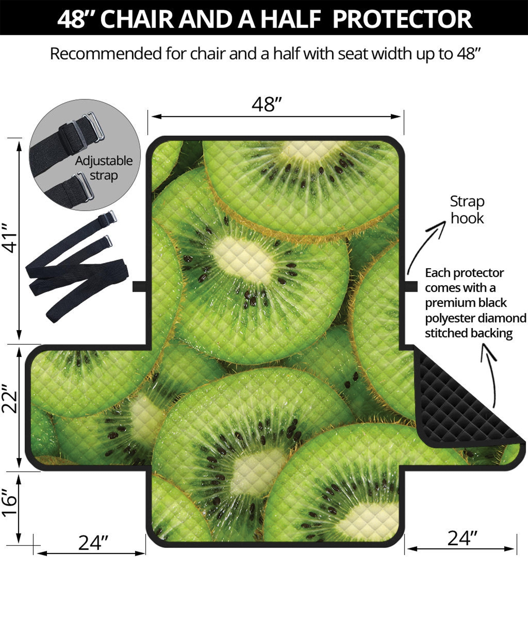 Kiwi Slices Print Half Sofa Protector