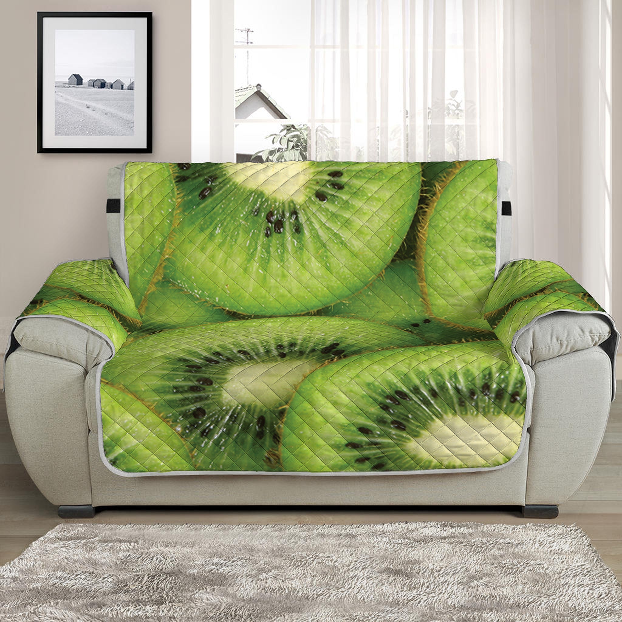 Kiwi Slices Print Half Sofa Protector