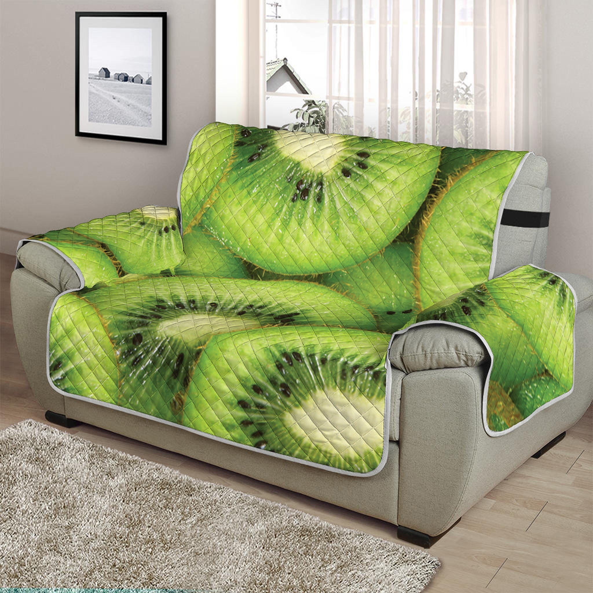 Kiwi Slices Print Half Sofa Protector