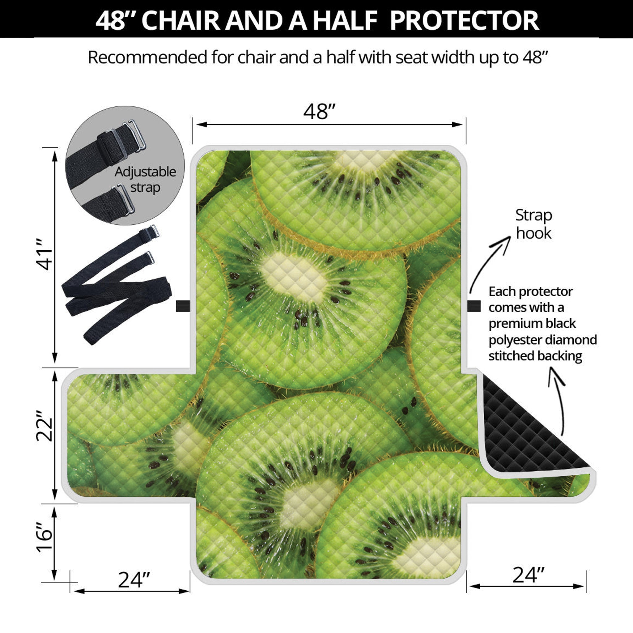 Kiwi Slices Print Half Sofa Protector