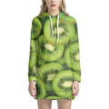 Kiwi Slices Print Pullover Hoodie Dress