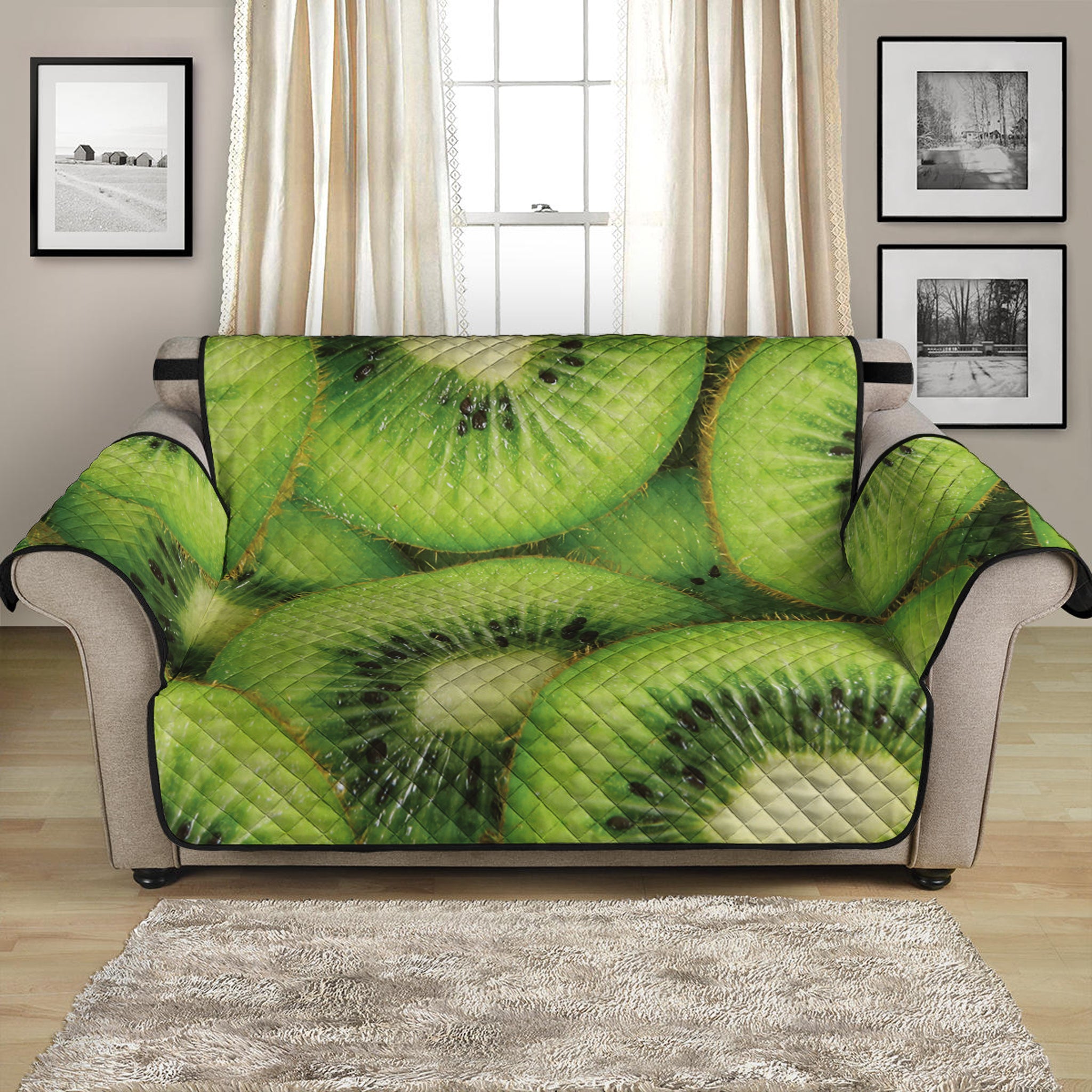 Kiwi Slices Print Loveseat Protector