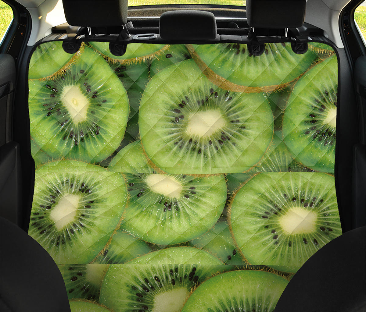 Kiwi Slices Print Pet Car Back Seat Cover
