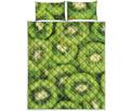 Kiwi Slices Print Quilt Bed Set