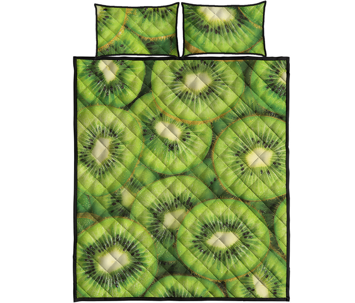 Kiwi Slices Print Quilt Bed Set