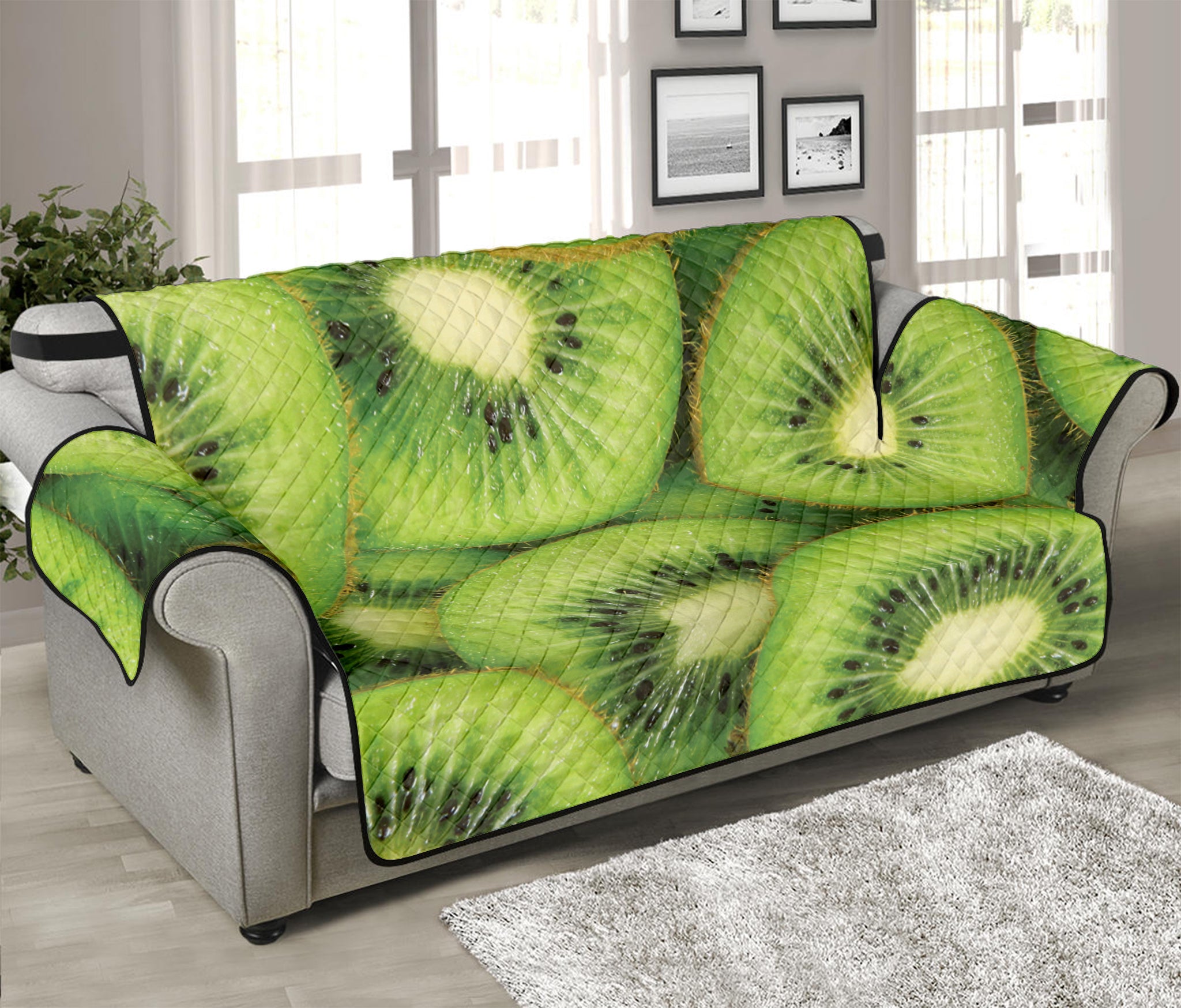 Kiwi Slices Print Sofa Protector