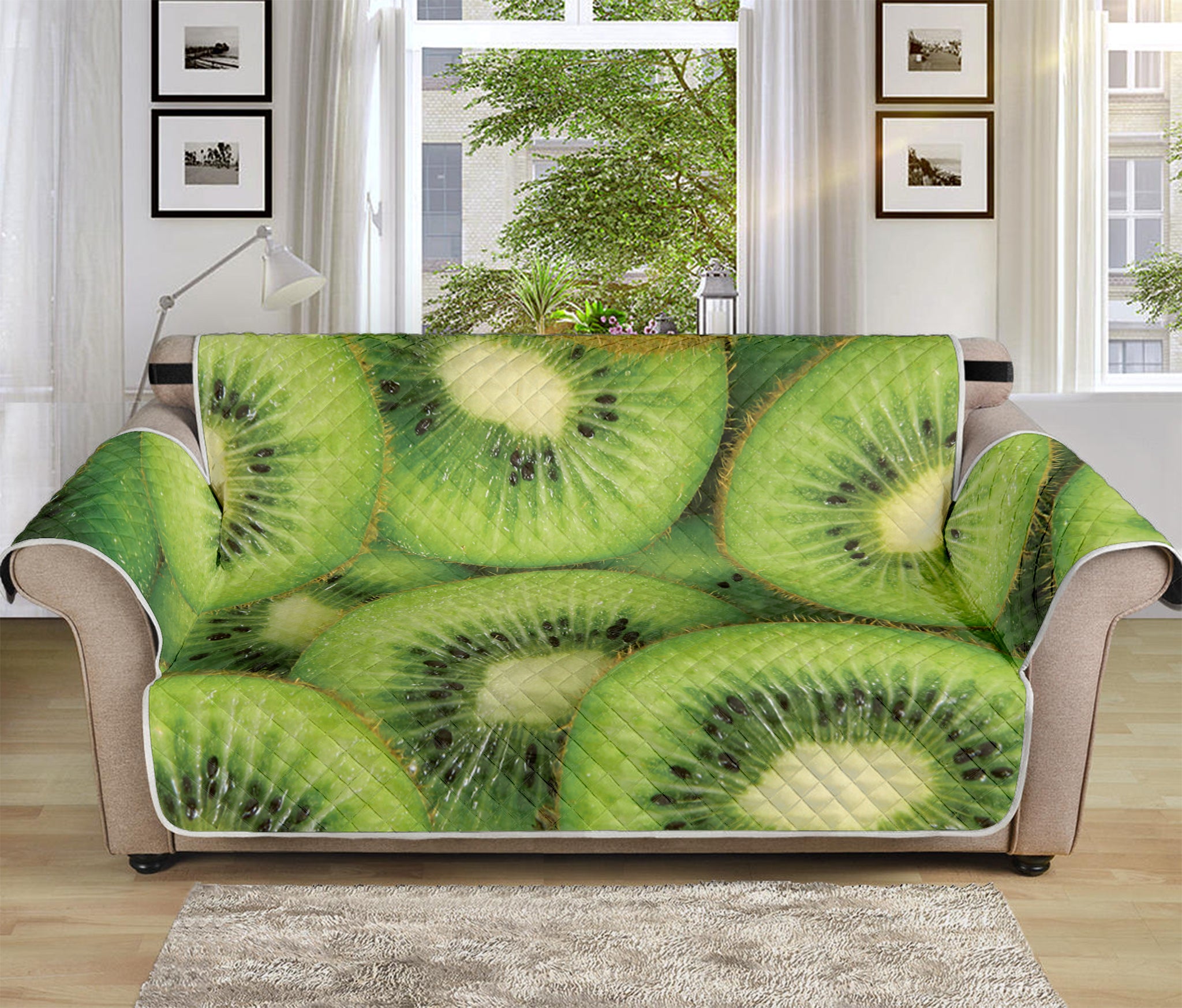 Kiwi Slices Print Sofa Protector