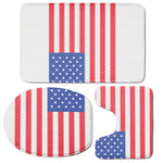 Knitted American Flag Print 3 Piece Bath Mat Set