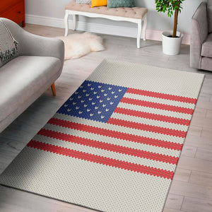 Knitted American Flag Print Area Rug