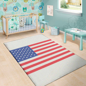 Knitted American Flag Print Area Rug