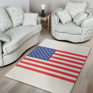 Knitted American Flag Print Area Rug