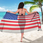 Knitted American Flag Print Beach Sarong Wrap