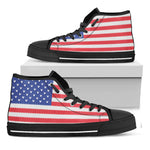 Knitted American Flag Print Black High Top Shoes