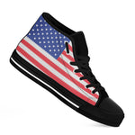 Knitted American Flag Print Black High Top Shoes