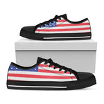 Knitted American Flag Print Black Low Top Shoes 
