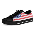Knitted American Flag Print Black Low Top Shoes 