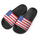 Knitted American Flag Print Black Slide Sandals
